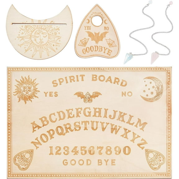 Witch Craft sets including Wooden Pendulum Board Ball & Tarot Card Holder Blue Goldstone Dowsing Pendant Bat Pattern 4pcs/bag