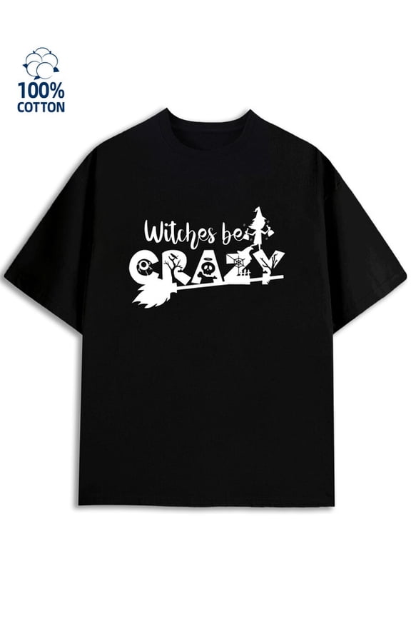 Witch Crazy Tee mens 180G 100% Cotton black Basic Unisex Shirt Printed tshirts Classic Unisex Shirt Cotton tshirts Basic Unisex Shirt Graphic tshirts Funny Unisex Shirt Printed tshirts