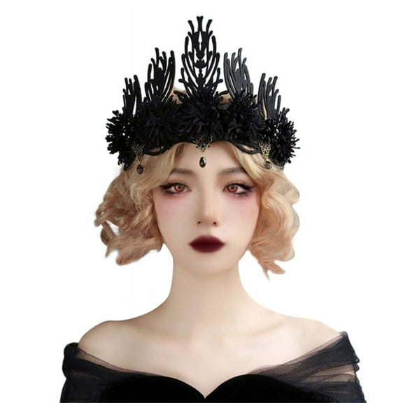 Witch Crown Headband for Women Perfect for Weddings and Parties Gothic Crown Tiaras Dark Series Black Headwear