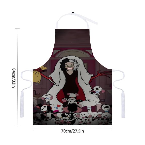 Witch Cruella apron with pockets, waterproof apron for adults, adjustable chef apron suitable for cooking, drawing, and craftingfor 33" x 28"70X84cm).