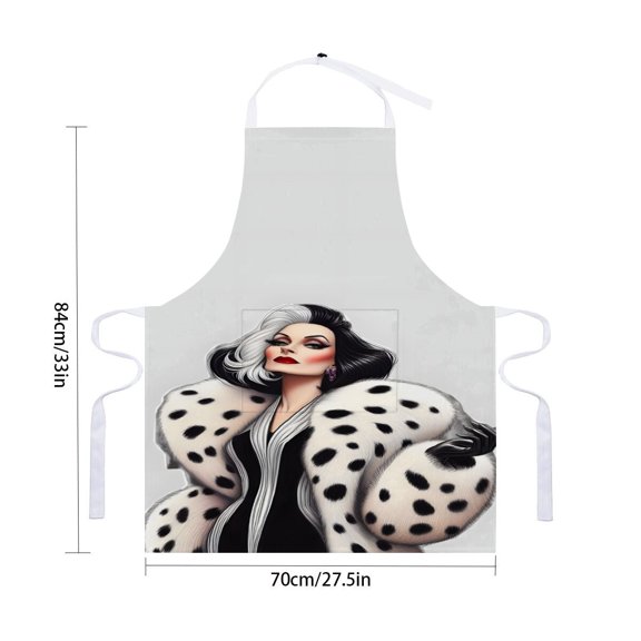Witch Cruella apron, waterproof with pockets, suitable for adult daily cooking, drawing, and crafting as an adjustable apronfor 33" x 28"70X84cm).