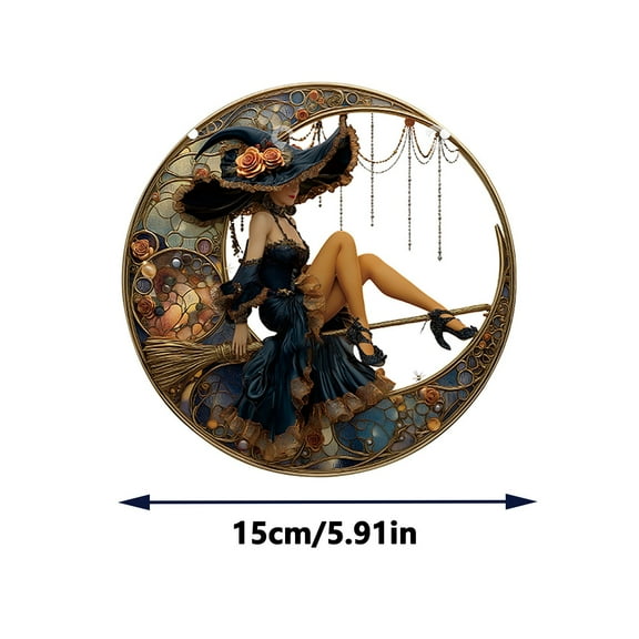 Witch Crystal Ball Wall Hanging - 20cm Acrylic Suncatcher with Prism Effect for Windows, Gothic Home Decor, Boho Witchcraft Room Aesthetic