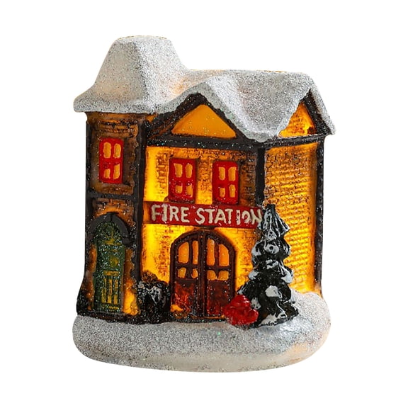 Witch Decor,Christmas Village Houses,Christmas Village Sets with LED Lighted Houses and Figurines, Resin Winter Village Display for Xmas Town Scene Desktop(Multicolor 4IN)