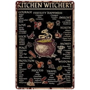 Witch Decor for The Home Kitchen Witchery Knowledge Black Tin Sign Decoration Vintage Chic Metal Poster Wall Decor Art Gift for Home Bar Cafe Garage Outdoor Man Cave,16x12 inch