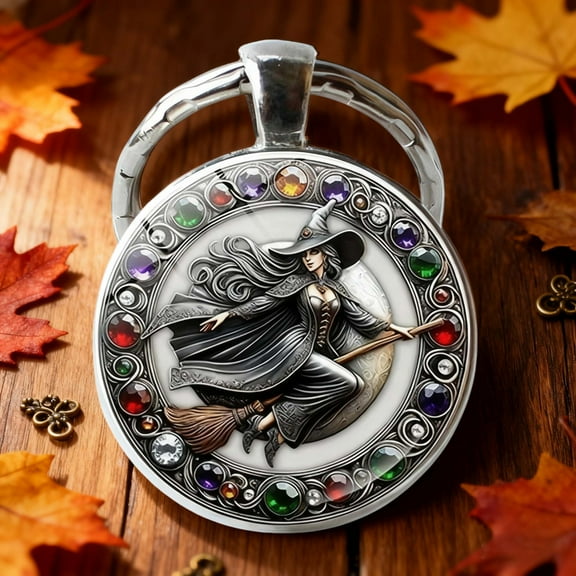 Witch Design Halloween Keychain with Metal Alloy Construction for Key Bag Pendant Accessory, Festive Car Key Decoration for Bag Hanging and Holiday Gift Giving