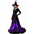 thumbnail image 1 of Witch Dress For Women Long Sleeve V Neck Slim Fit Halloween Dresses Medieval Renaissance Gothic Vampire Costumes, 1 of 5