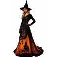 thumbnail image 1 of Witch Dress For Women Long Sleeve V Neck Slim Fit Halloween Dresses Medieval Renaissance Gothic Vampire Costumes, 1 of 5