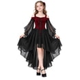 thumbnail image 1 of Witch Dress for Girls Halloween Vampire Butterfly Sleeve Mesh Gothic Outfits Halloween, 1 of 5