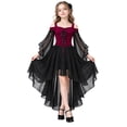 thumbnail image 1 of Witch Dress for Girls Halloween Vampire Butterfly Sleeve Mesh Gothic Outfits Halloween, 1 of 5