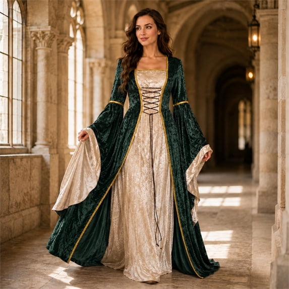 Witch Dress for Women Costume Halloween Vampire Dress 2026 Gothic Witch Costume Women Renaissance Medieval Velvet Outfit Cosplay Party White 2XL