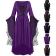 thumbnail image 1 of Witch Dress for Women Lace Square Neck Batwing Sleeve Halloween Dresses Adult Gothic, 1 of 5
