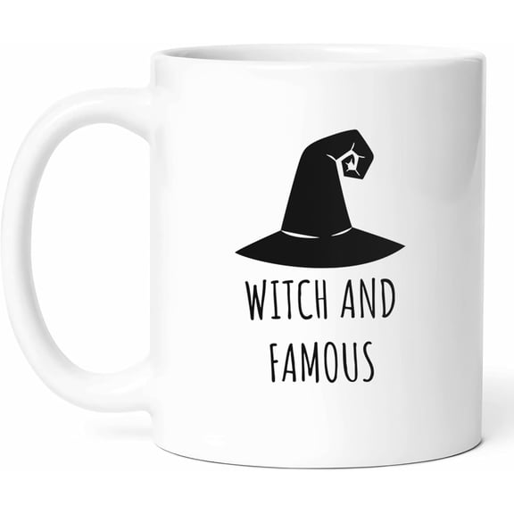 Witch And Famous Mug - Witchy Coffee Cup - Funny Gift For Halloween Fans - Famous Witch Vibes Mug - Spooky Season - 11 Oz Ceramic Mug For Halloween Party