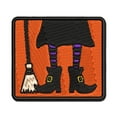 thumbnail image 1 of Witch Feet With Broom Halloween Applique Multi-Color Embroidered Hook & Loop Patch - 3 Inch Medium, 1 of 5