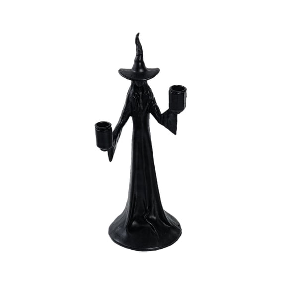 Witch Figurine Candle Holder Ornament Resin Material for Halloween Party Table Cabinet Decoration