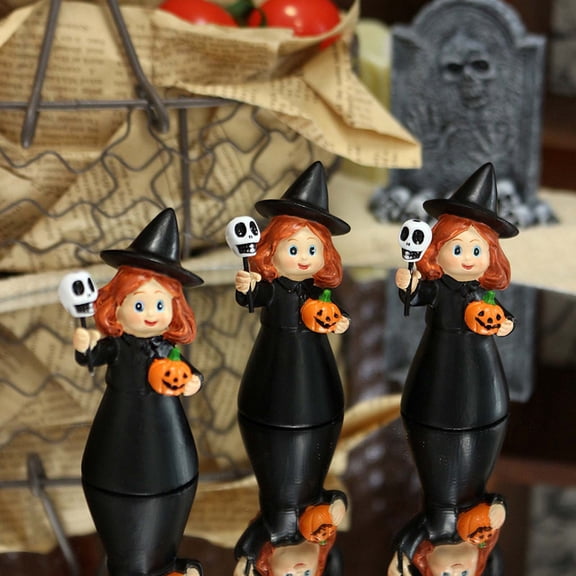 Witch Figurines, Mini Witch Sculptures Desktop Ornaments Halloween Statue Festival Tabletop Ornament for Halloween Home Party Decor