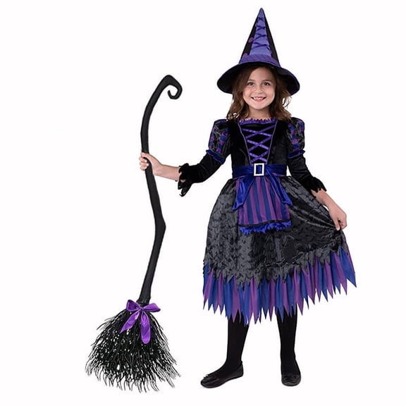 Witch Flying Broomstick Decoration For Halloween Party Plastic With Net Yarn 1 Count