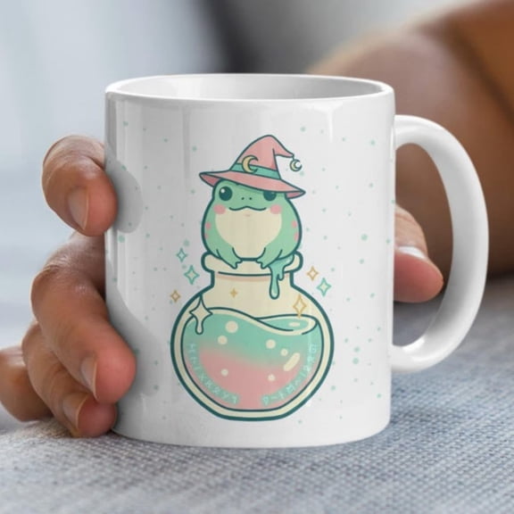 Witch Frog Mug, Cute Magil Frog, Potion Mug, Cottagre Mug, Frog Wizard Mug, Kawa Frog Mug, Tea Coffee Cup, Witchcore Mug.