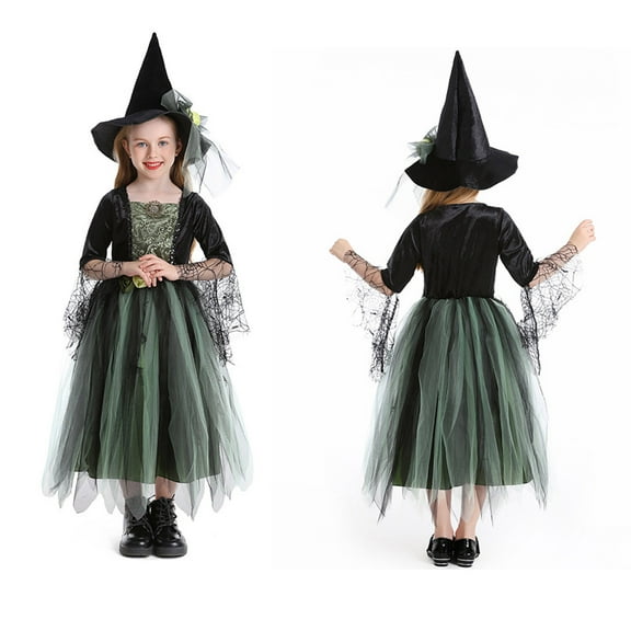 Witch Girl Outfits Tulle Dress for Kids Girls Halloween Tulle Dress Halloween Outfits for Kids 9-10 Years Kids Girls Halloween Dress