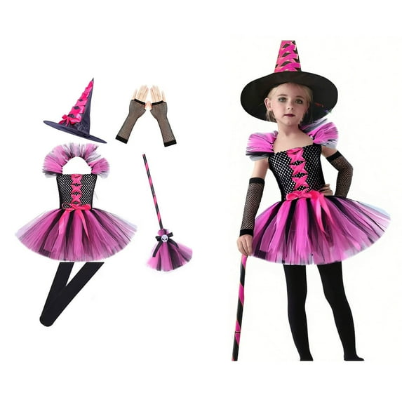 Witch Girl Outfits Tutu Dress Fairy Tale Wicked Witch outfit Kids Halloween Outfits 5-6 Years Halloween Outfits Dress Up
