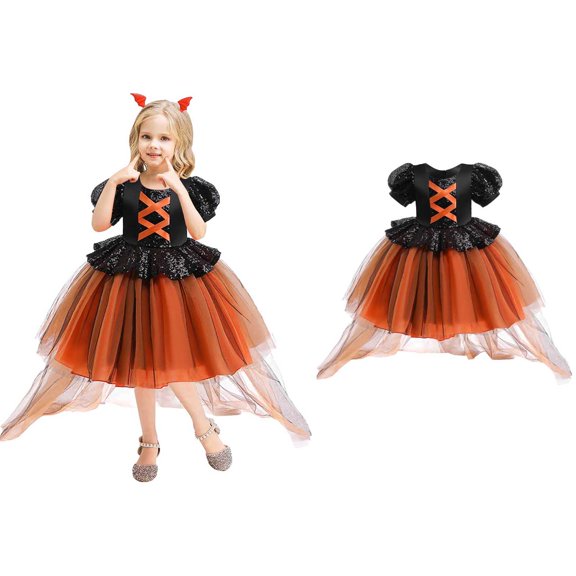 Witch Girl Outfits Tutu Mesh Dress Halloween Dress Outfits Girls Halloween Outfits 4-5 Years Children Girls Dress