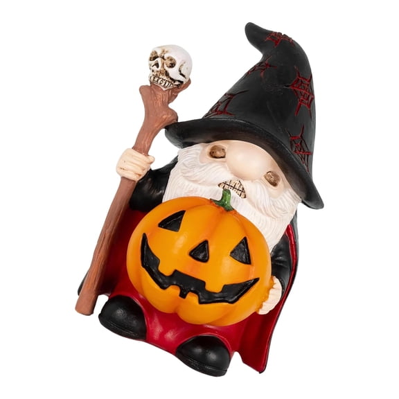 Witch Gnomes Miniature Statue With Skeleton and Pumpkins Resins Halloween Decors For Party Table Centerpieces