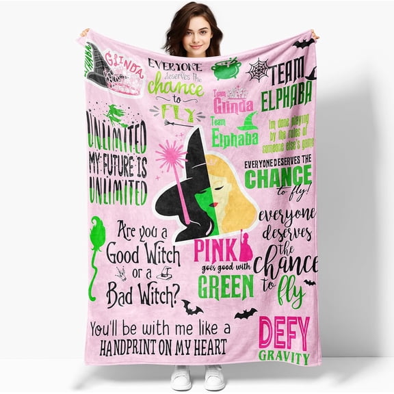 Witch Green Flannel Blanket, Evil Gift Queen Throw Broom, All Seasons Warm Cozy Soft Blanket for Sofa Chair Bed Halloween Women Girls Fans ,fall throw blanket,ghostface blanket