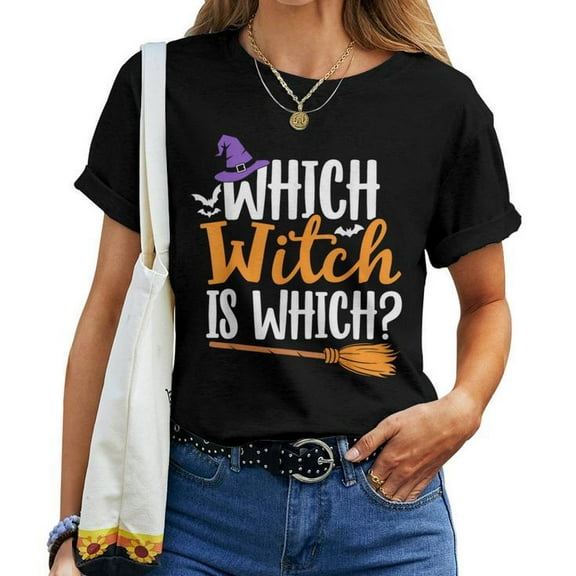 Which Witch Is Which Halloween English Teacher Women's T-Shirt, Fun Teacher Halloween Tee, Spooky Witch Design for Educators, Halloween Shirt for English Teachers