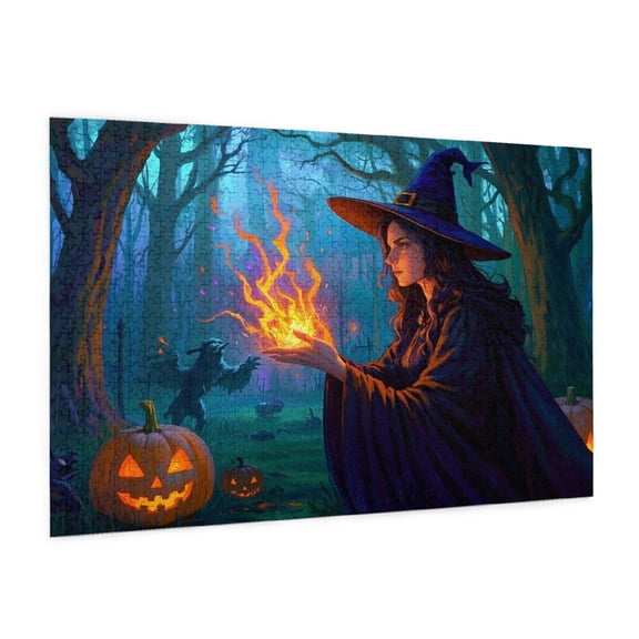 Witch Halloween Jigsaw Puzzles 1000 Pieces for Adults Sorceress Puzzle for Adults Colorful Mosaic Puzzle with Letters on Back Hard Impossible Difficult Challenging Family Puzzle