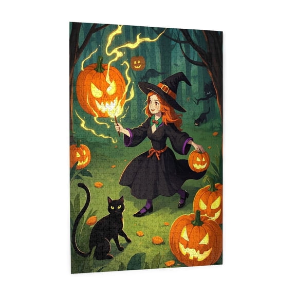 Witch Halloween Jigsaw Puzzles 1000 Pieces for Adults Sorceress Puzzle for Adults Colorful Mosaic Puzzle with Letters on Back Hard Impossible Difficult Challenging Family Puzzle