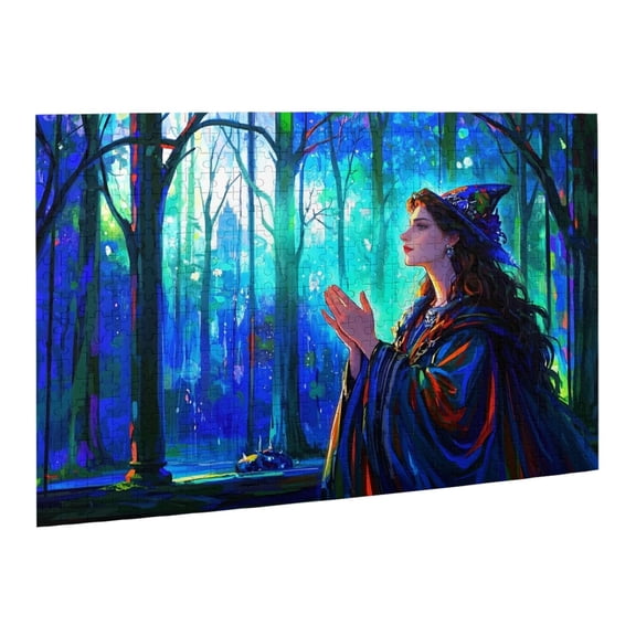 Witch Halloween Jigsaw Puzzles 500 Pieces for Adults Sorceress Puzzle for Adults Colorful Mosaic Puzzle with Letters on Back Hard Impossible Difficult Challenging Family Puzzle
