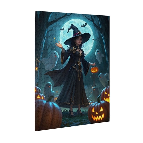 Witch Halloween Jigsaw Puzzles 500 Pieces for Adults Sorceress Puzzle for Adults Colorful Mosaic Puzzle with Letters on Back Hard Impossible Difficult Challenging Family Puzzle