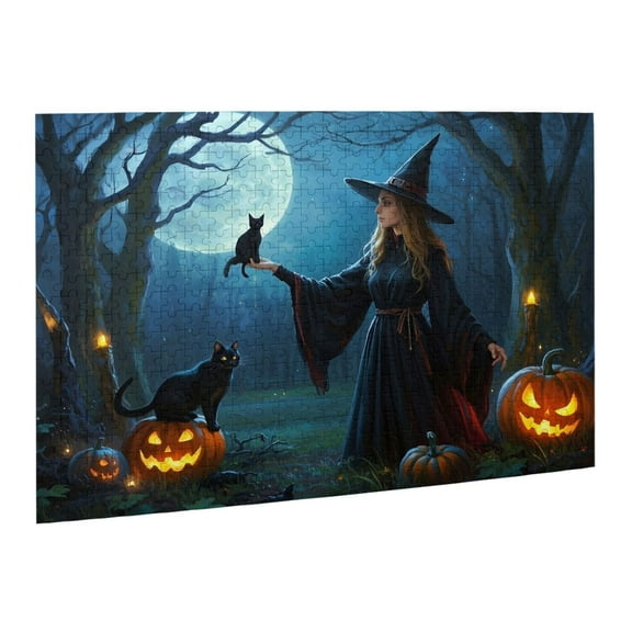 Witch Halloween Jigsaw Puzzles 500 Pieces for Adults Sorceress Puzzle for Adults Colorful Mosaic Puzzle with Letters on Back Hard Impossible Difficult Challenging Family Puzzle