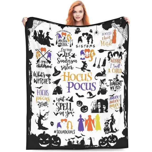 Witch Halloween Throw Blankets Hocus Pocus Blanket for Couch Sofa Bed Halloween Decorations Blanket Adults Kids