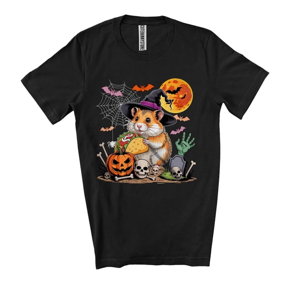 Witch Hamster Holding Taco; Awesome Halloween Costume Chef Lunch Lady; Family Group Unisex T-Shirt