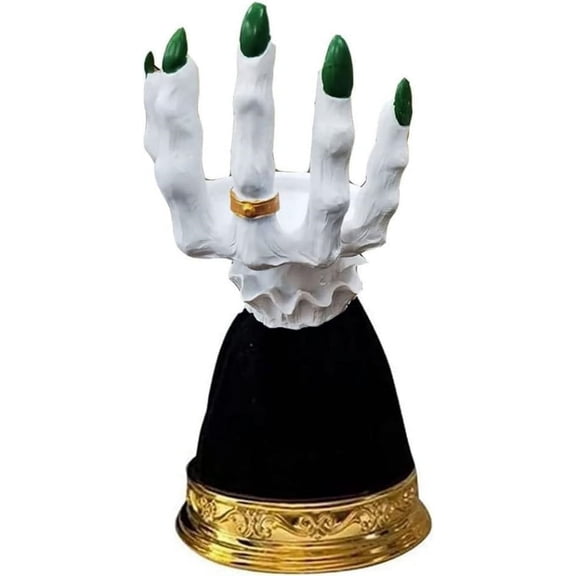 Witch Hand Candlestick Gothic Resin Skeleton Hand, Red Halloween Witch Candlestick Ornament