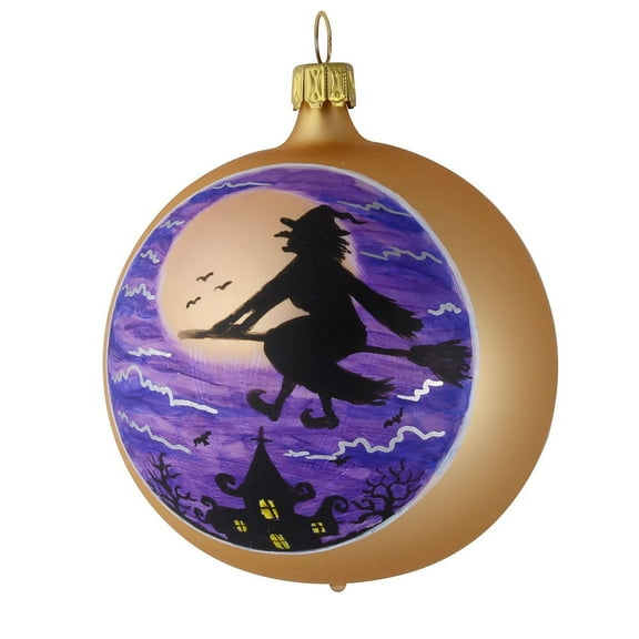 "Witch" Hand Painted Glass Halloween Ball