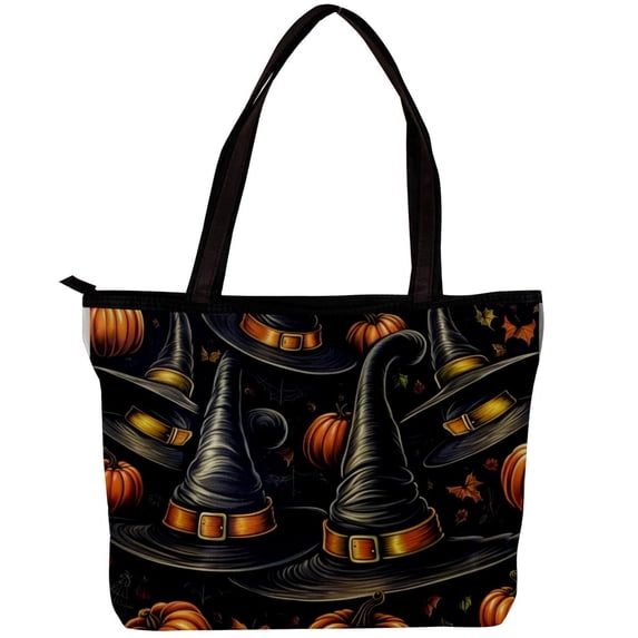 Witch Hat Canvas Leather Mix Crossbody Bag Twill Sponge Jeanette Hand-held 30x10.5x39cm/11.8x4.1x15.4in