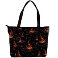 thumbnail image 1 of Witch Hat Canvas Leather Mix Tote Bag with Twill, Sponge, Jeanette Material | 30x10.5x39cm/11.8x4.1x15.4in Size, 1 of 5