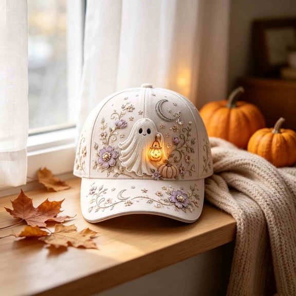 Witch Hat Cap, Adds Festive Halloween Style to Outfits, Embroidered Baseball Cap, Intricate Raised Embroidery and Comfortable Everyday Wear for Fall Outings, Party Scene, and Casual Styling.