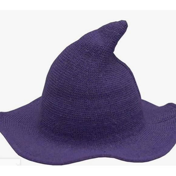Witch Hat,Cotton Headband Foldable Wizard Hat for Halloween Costume Christmas Masquerade Carnivals Black Pointed Top,Hanging Decoration Purple