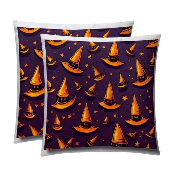 Witch Hat Covers Set of 2 with Velvet Fabric and Unique Patterns for 16x16, 18x18, 20x20 Inch Throw Pillow Inserts, Throw Pillows, Throw Pillow - for Any Occasion