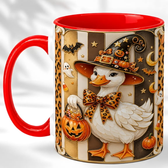 Witch Hat Duck Coffee Mug, Halloween Animal Mug, Ceramic 11 oz