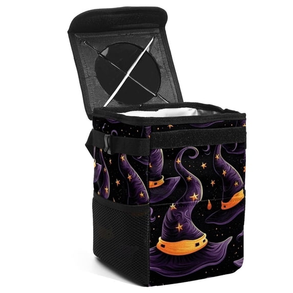 Witch Hat Foldable Car Trash Can with Lid, Leak-proof and Hanging Storage Bag - Car Trash Bin for Convenient Use