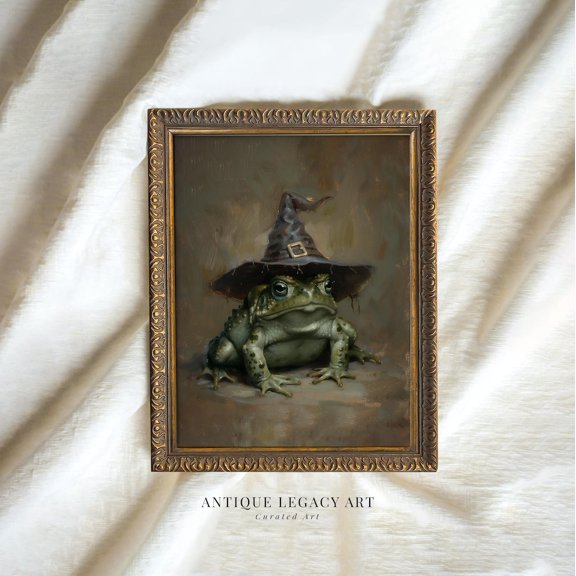 Witch Hat Frog Dark Toad Decor Wall Art Unframed Paper Print