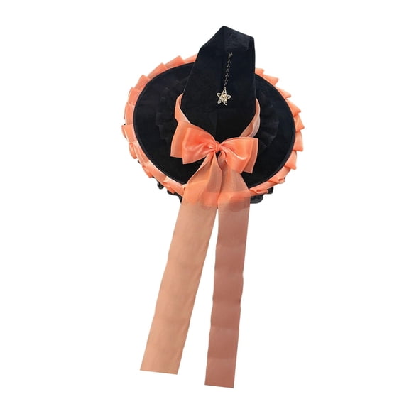 Witch Hat Gothic Headwear Bow Accent Polyester Wide Brim for Adult Women Halloween Party Cosplay
