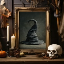 Witch Hat Halloween Canvas Poster Spooky Witch Print Wall Art Painting For Halloween Dorm Room Living Room Home Decor Unframed