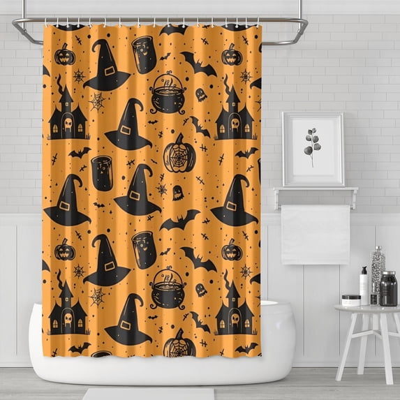 Witch Hat Halloween Pattern Shower Curtain 72"x72" ,Bathroom Decorative Shower Curtains Set with 12 Hooks,Modern Waterproof Washable Shower Curtain