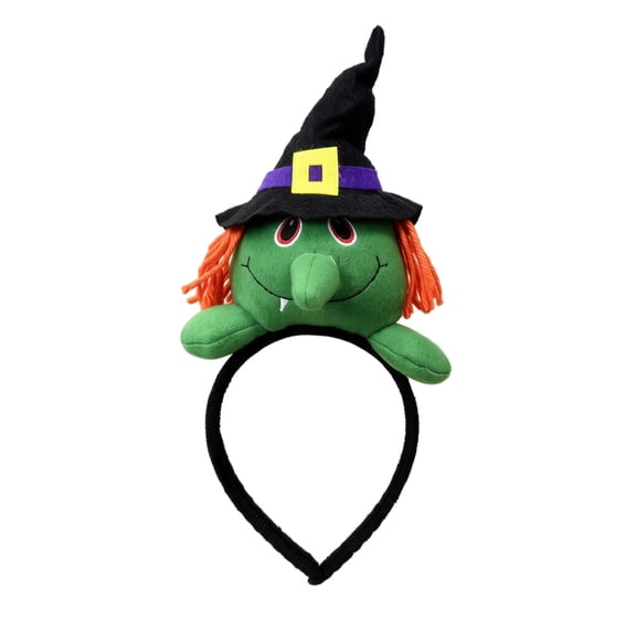 Witch Hat Headband with 3D Plush Witch Design, 1-Pack, Green and Black, for Halloween Costumes, Accessory