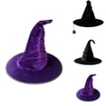 thumbnail image 1 of Witch Hat Hkoxplj Velvet Witch Hat Gothic Wide Brim Hat Soft Velvet Cosplay Hat Halloween Festival Dress Up Costume Accessory for Women Hat and Teens Masquerade Party Stage Performance, 1 of 7