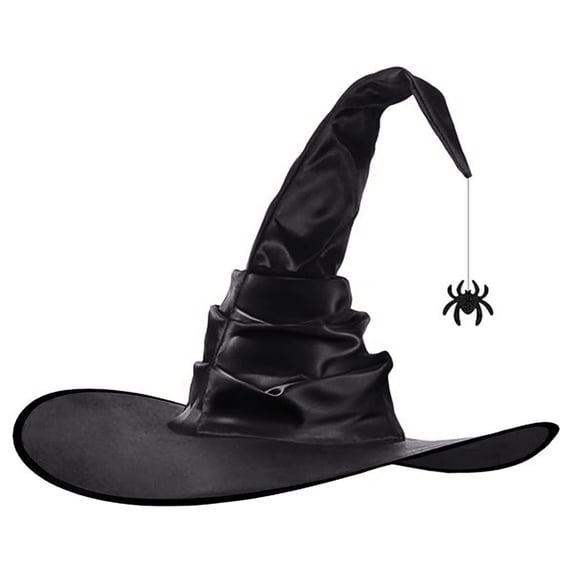Witch Hat Hkoxplj Women Ruffled Bat Satin Witch Hat Oversized Wide Brim Halloween Costume Hat Elegant Gothic Cosplay Dress Up Hat Lightweight Festival Accessory for Halloween Masquerade Hat